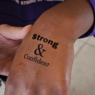Strong & Confident Mantra Tattoo