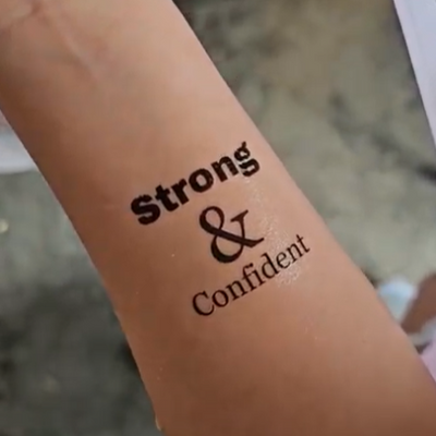 Strong & Confident Mantra Tattoo