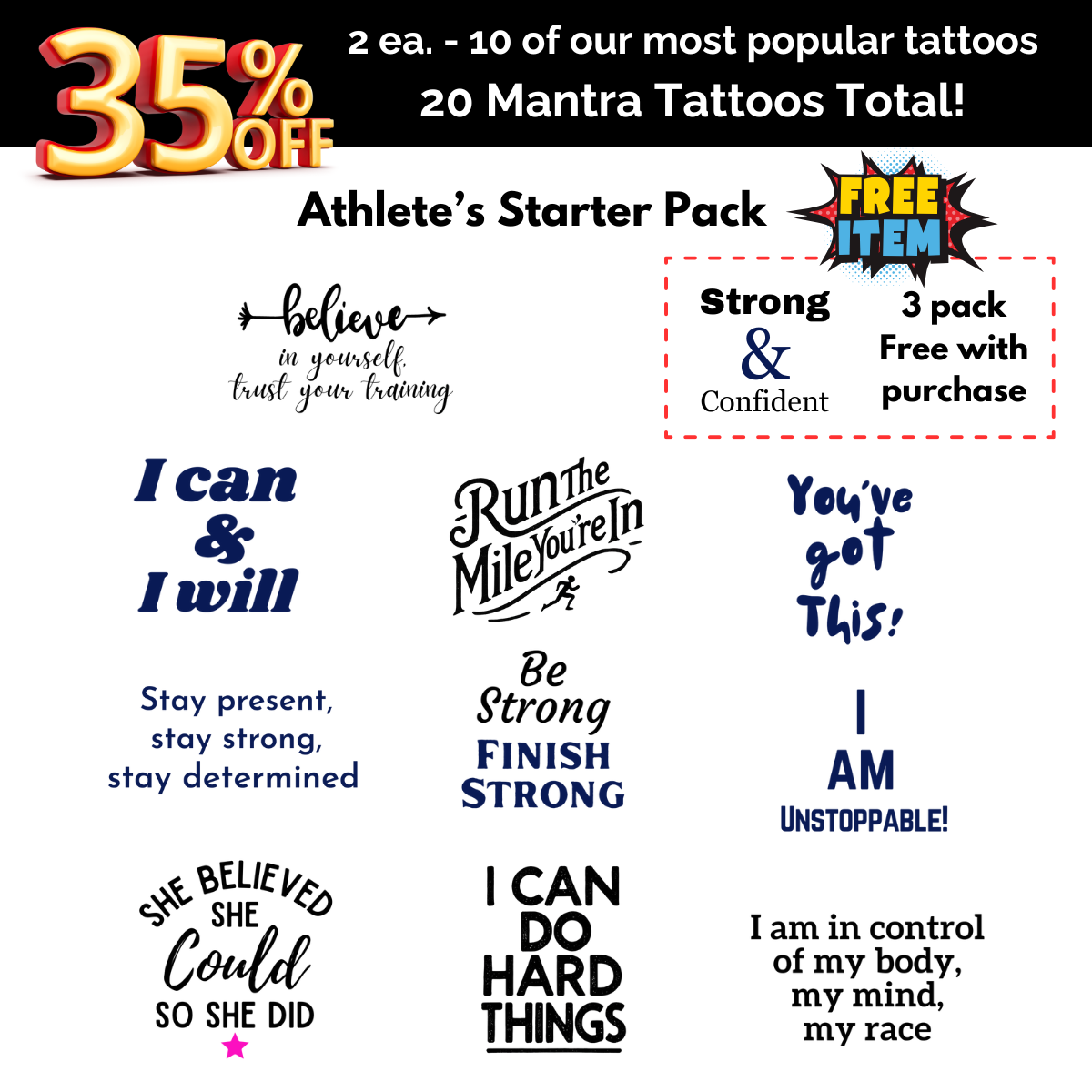 Athlete Starter Pack (Save 35%) 20 Tattoos