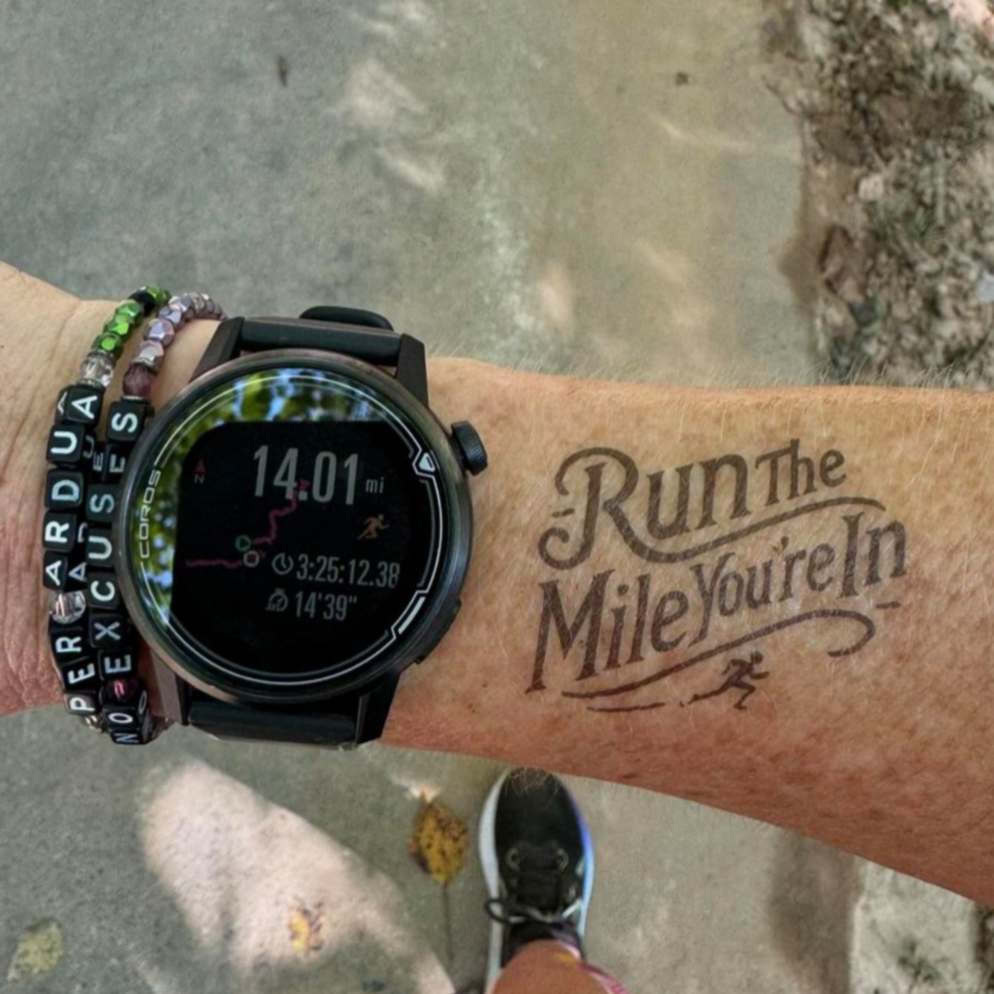 Run The Mile You're In Tattoo